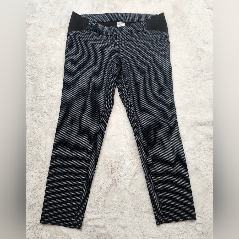 Old Navy Women's MATERNITY Pants Black White Polka Dot Stretch Size 4 Office